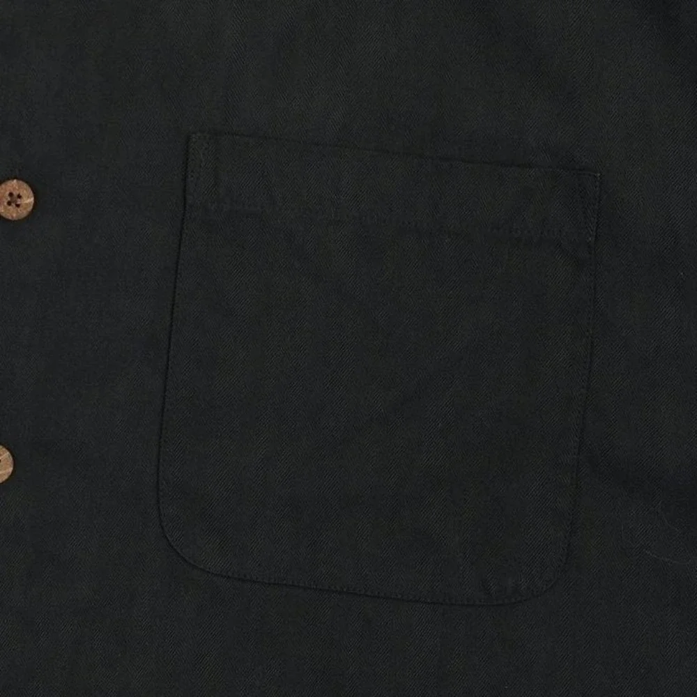 Tommy Bahama 100% Silk Camp Shirt Mens Size XL Black Silk Herringbone Button Top